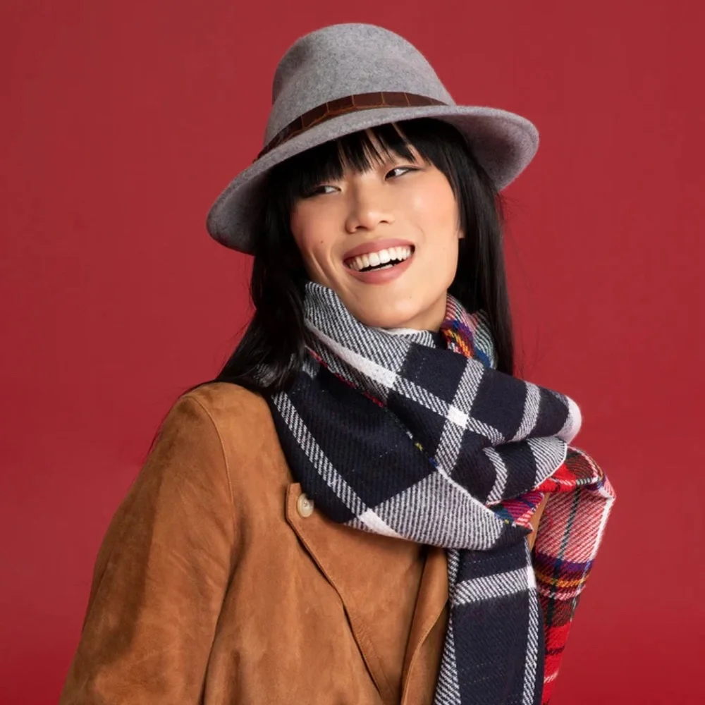 ERIC JAVITS Wool Classic Fedora Hat in Grey Mix Neutral Leather Band One Size - Picture 5 of 16